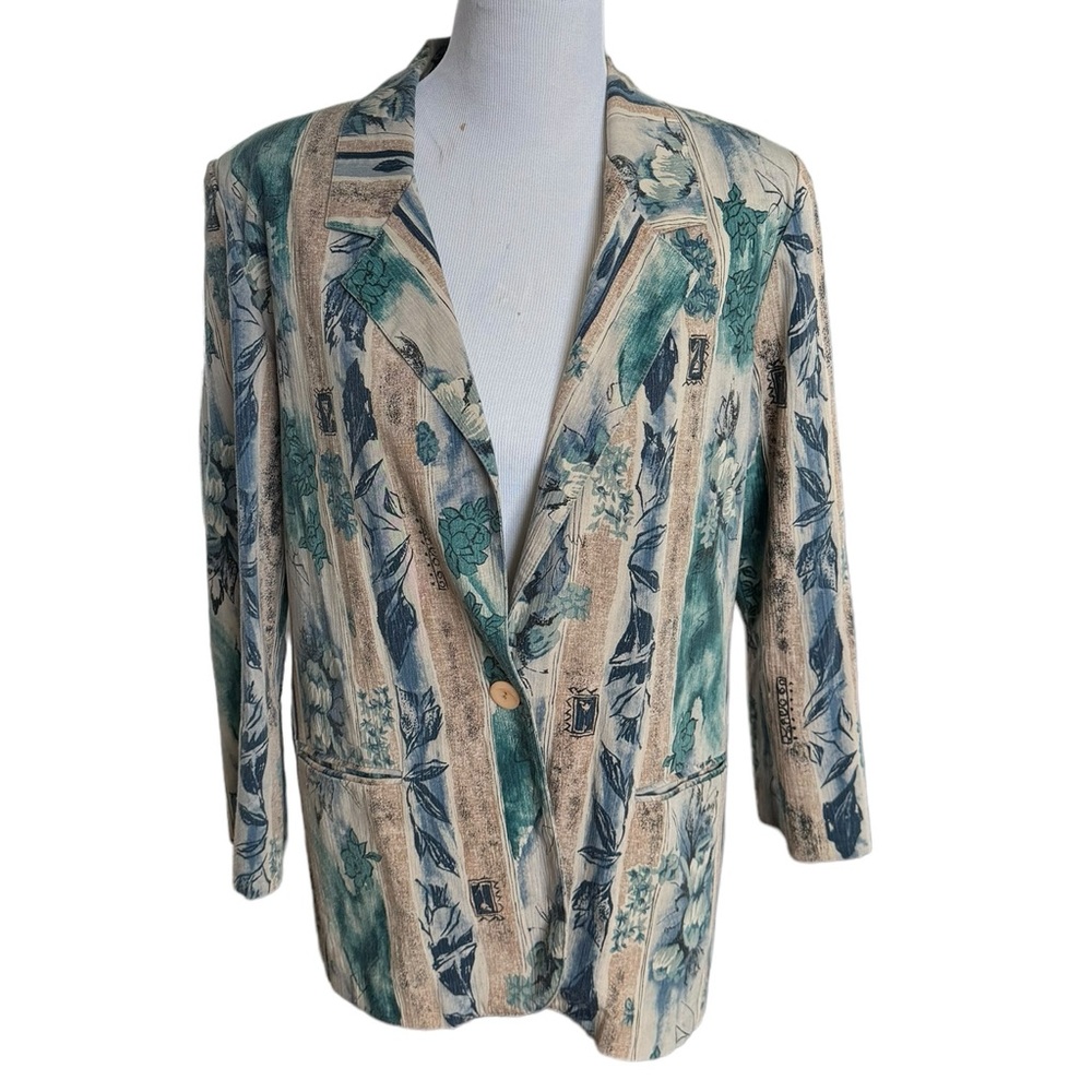 🌼5 for 25🌼 Vintage Toni Garment Floral Long Sleeve Single Breasted Blazer Size S